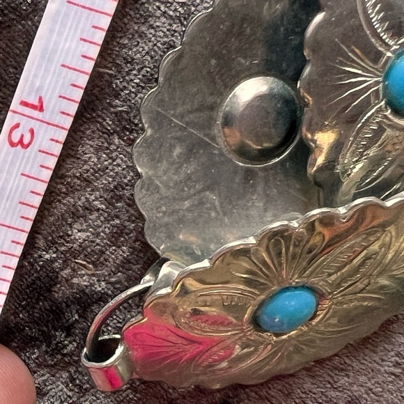 Vintage Native American Silver and Turquoise Concho Belt - Picture 7 of 9
